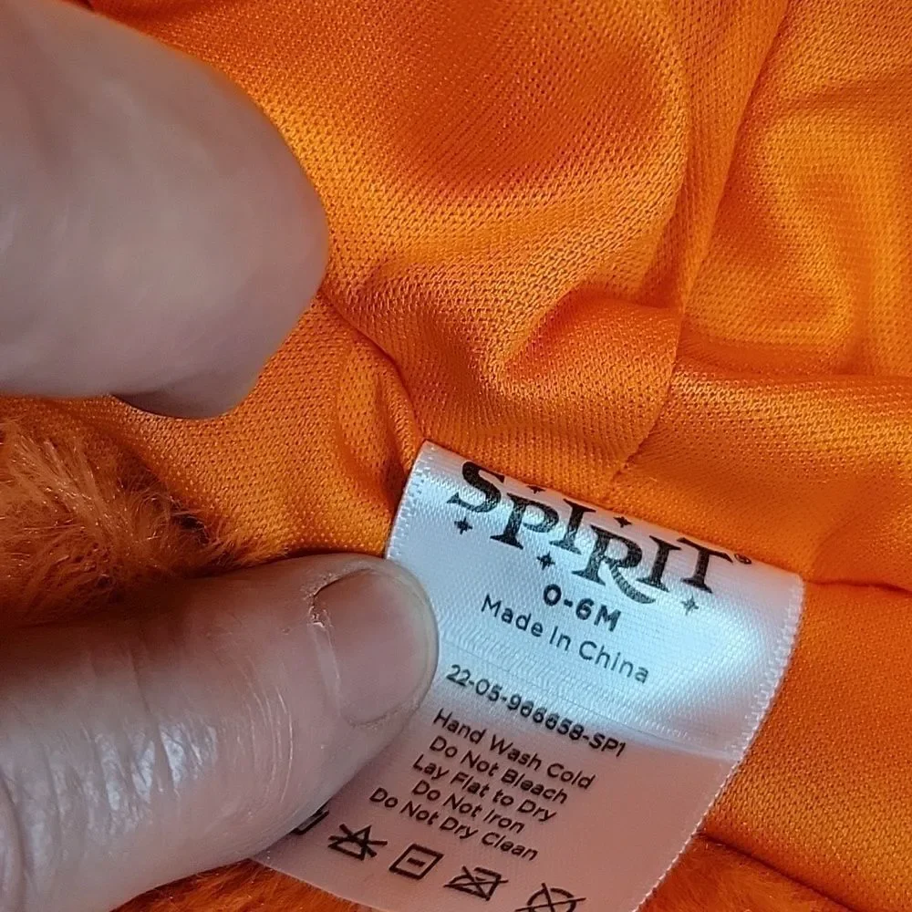 Spirit Halloween PUMPKIN BUNTING‎ Hooded Fuzzy Costume SZ 0-6 MONTH